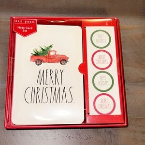 NWT Rae Dunn Merry Christmas Note Card Set 12 Cards 13 Envelopes 12 Stickers